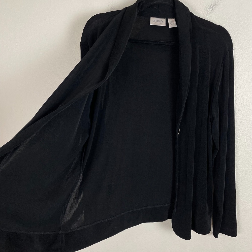 Chicos Travelers Womens Large Slinky Knit Cardigan‎ One Button Long Sleeve Top - Picture 10 of 12